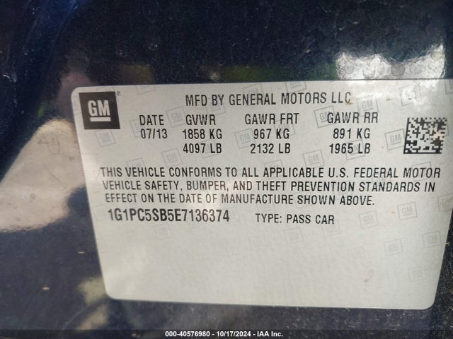 Chevrolet Cruze 1lt Auto 2014 1G1PC5SB5E7136374 Image 9
