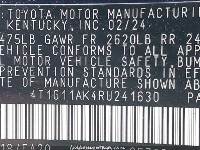Toyota CAMRY SE 2024 4T1G11AK4RU241630 Image 9