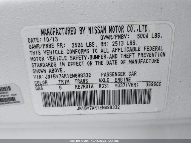 JN1BV7AR1EM698332 Infiniti Q50 Premium