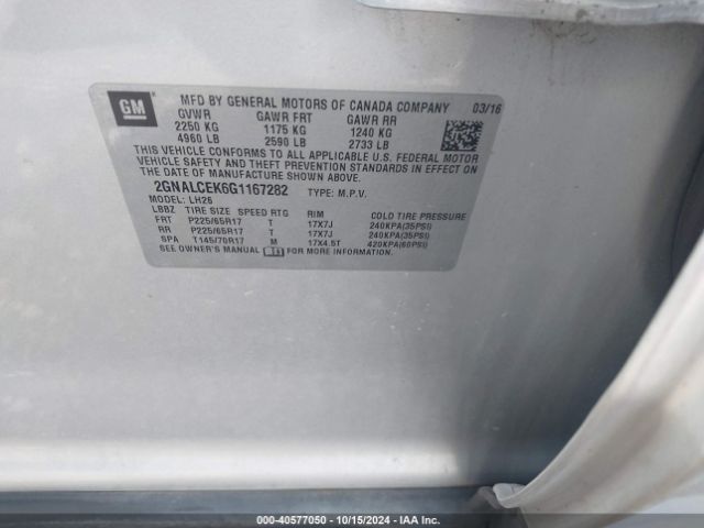 2GNALCEK6G1167282 Chevrolet EQUINOX LT