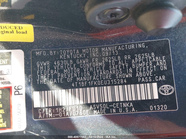 Toyota CAMRY LE 2014 4T1BF1FK0EU315284 Image 9