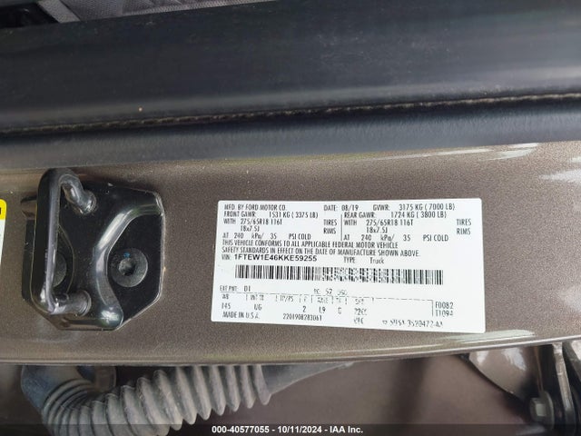 Ford F-150 Xlt 2019 1FTEW1E46KKE59255 Image 9