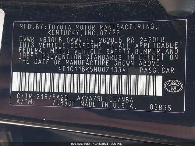 Toyota Camry Le Awd 2022 4T1C11BK5NU071334 Image 9