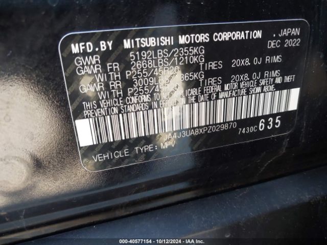 JA4J3UA8XPZ029870 Mitsubishi Outlander Se 2.5 2wd/se Black Edition 2wd/se Special Edition 2wd