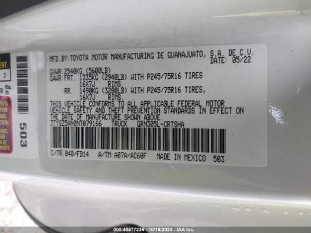 Toyota Tacoma Sr V6 2022 3TYSZ5AN0NT079166 Image 9