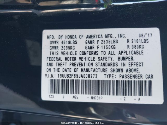 19UUB2F65JA008272 Acura TLX