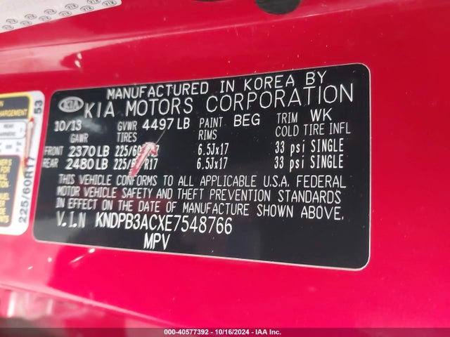 KIA Sportage Lx 2014 KNDPB3ACXE7548766 Image 9