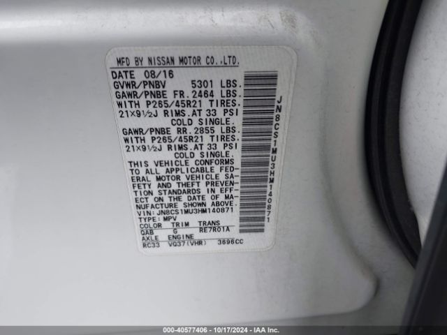 JN8CS1MU3HM140871 Infiniti QX70