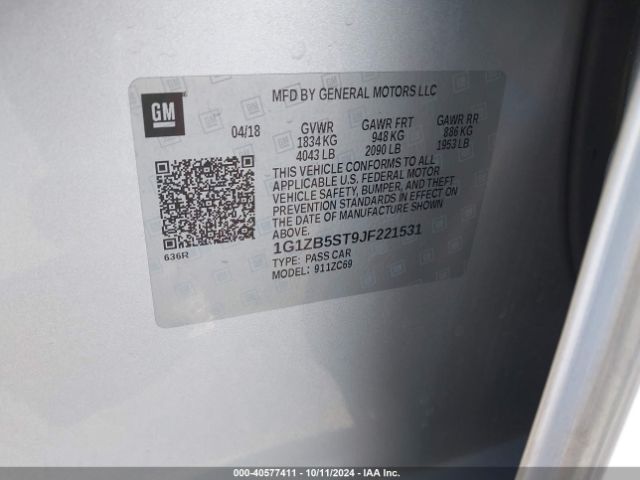 1G1ZB5ST9JF221531 Chevrolet Malibu 1ls