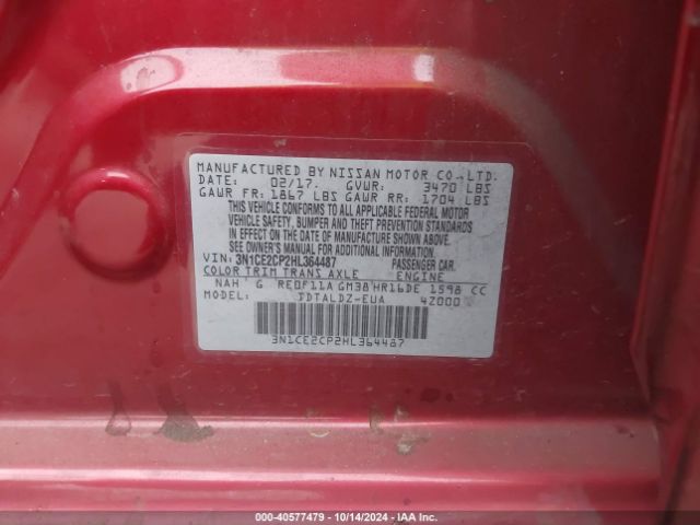 3N1CE2CP2HL364487 Nissan Versa Note Sv