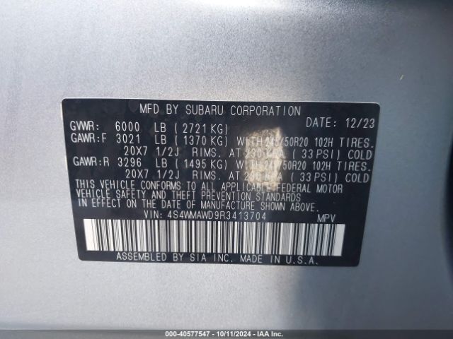 4S4WMAWD9R3413704 Subaru Ascent Touring 7-passenger