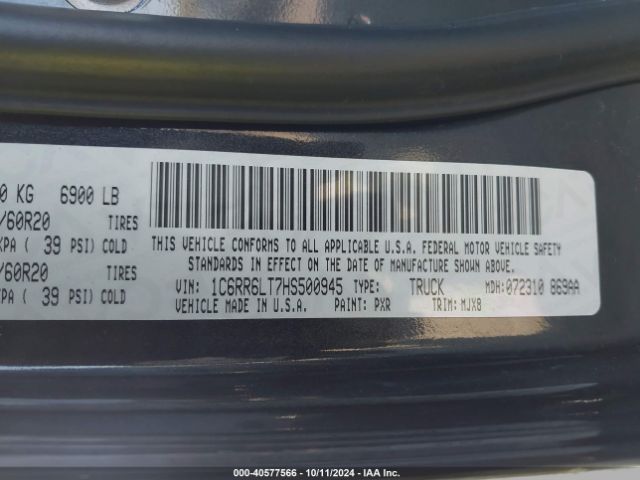 1C6RR6LT7HS500945 RAM 1500 Lone Star  4x2 5'7 Box