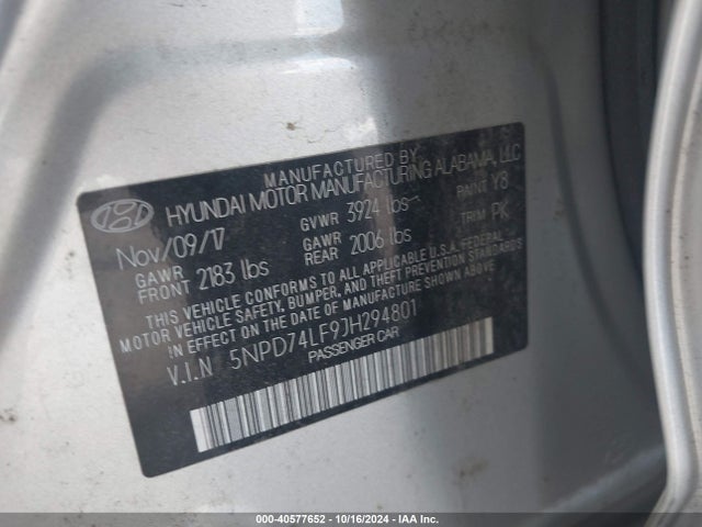 Hyundai ELANTRA SE 2018 5NPD74LF9JH294801 Image 9