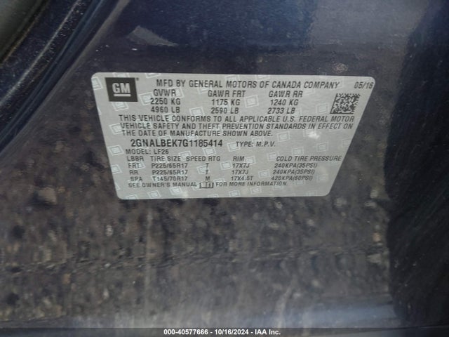 Chevrolet EQUINOX LS 2016 2GNALBEK7G1185414 Image 9