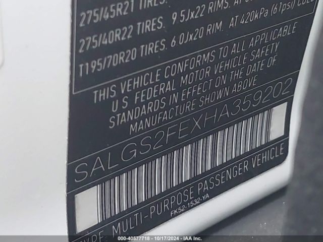SALGS2FEXHA359202 Land Rover Range Rover 5.0l V8 Supercharged