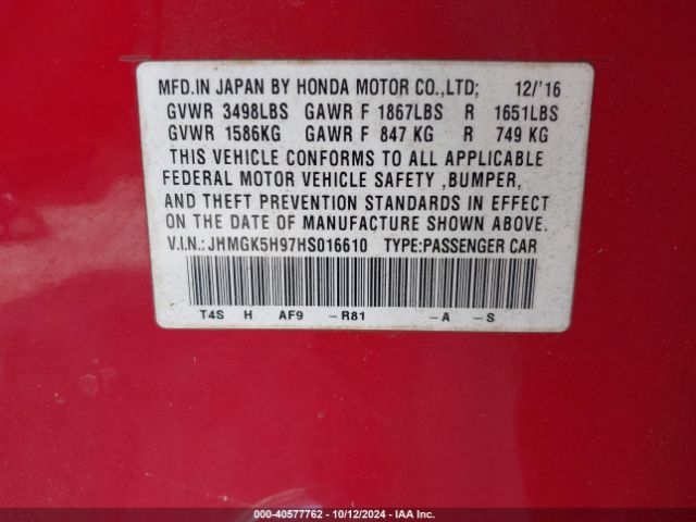 JHMGK5H97HS016610 Honda Fit Ex-l