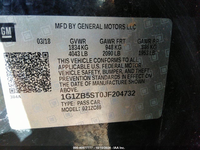 Chevrolet Malibu 1ls 2018 1G1ZB5ST0JF204732 Image 9