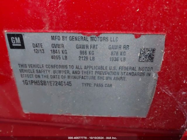 1G1PH5SB1E7246145 Chevrolet Cruze Eco Auto