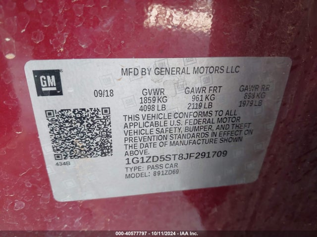 Chevrolet MALIBU LT 2018 1G1ZD5ST8JF291709 Image 9