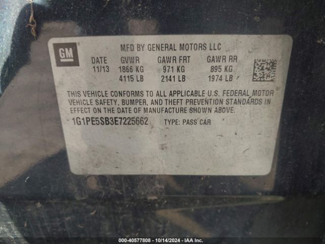 1G1PE5SB3E7225662 Chevrolet Cruze 2lt Auto