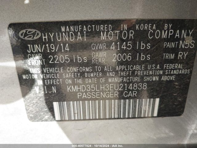 KMHD35LH3EU214838 Hyundai ELANTRA GT