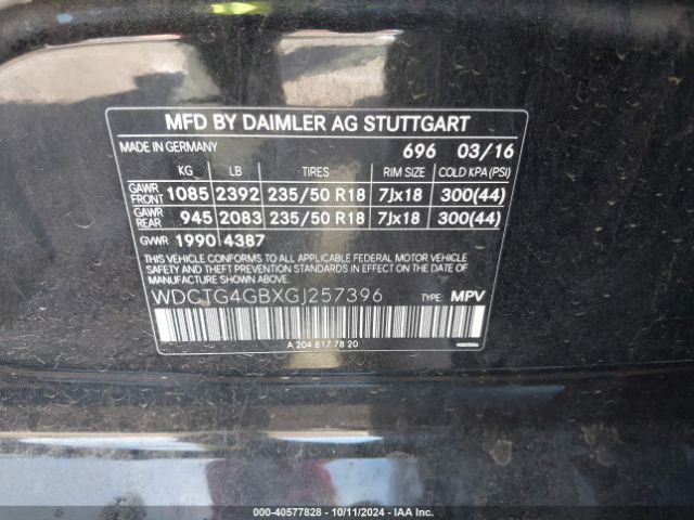 WDCTG4GBXGJ257396 Mercedes-Benz Gla 250 4matic