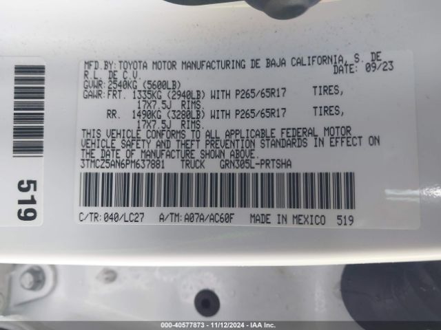 3TMCZ5AN6PM637881 Toyota Tacoma Trd Sport