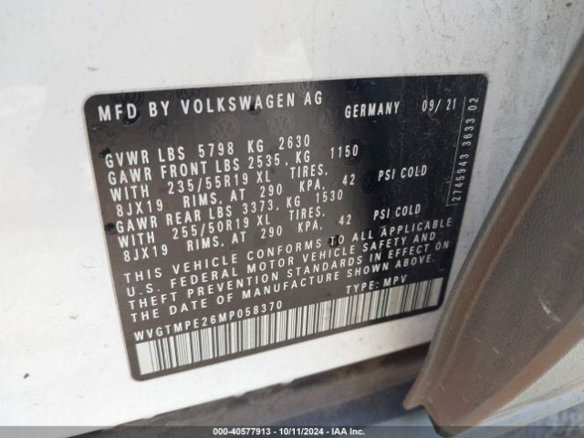 WVGTMPE26MP058370 Volkswagen ID.4 PRO S