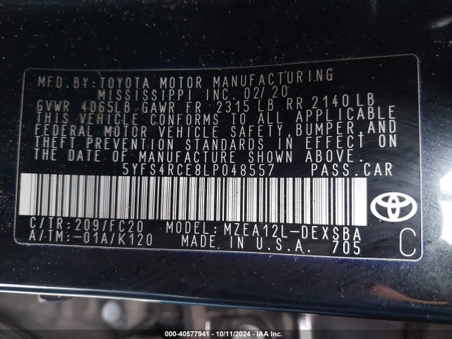 Toyota Corolla Se Nightshade Edition 2020 5YFS4RCE8LP048557 Image 9