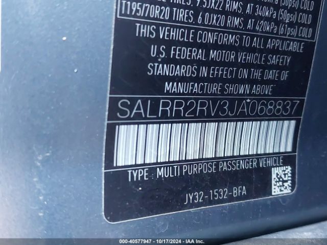 SALRR2RV3JA068837 Land Rover Discovery Hse