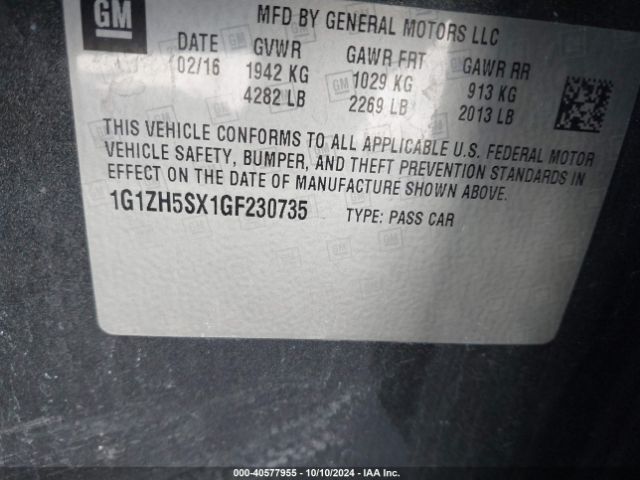 1G1ZH5SX1GF230735 Chevrolet Malibu Premier