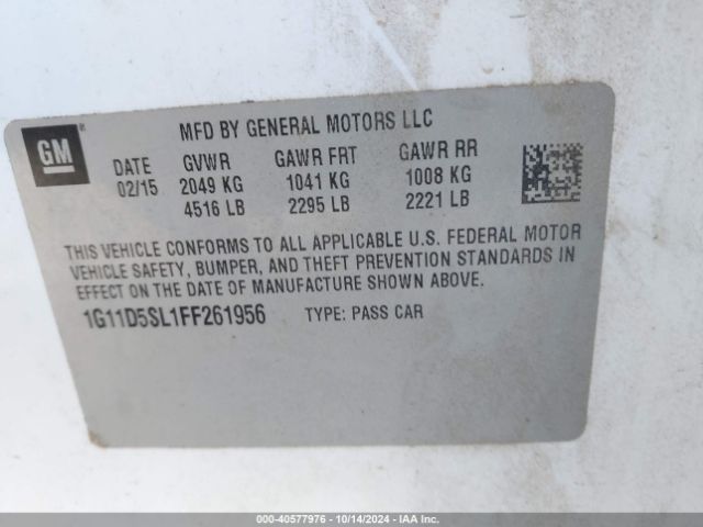 1G11D5SL1FF261956 Chevrolet MALIBU 2LT