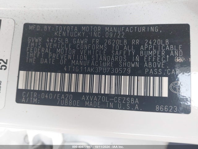 Toyota CAMRY SE 2023 4T1G11AK3PU730579 Image 9