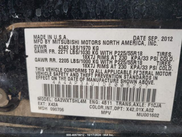 2013 MITSUBISHI OUTLANDER SPORT 4A4AP3AU1DE005227 Photo 8