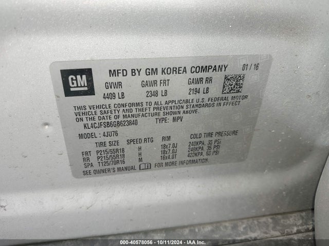 KL4CJFSB6GB623840 Buick Encore Convenience