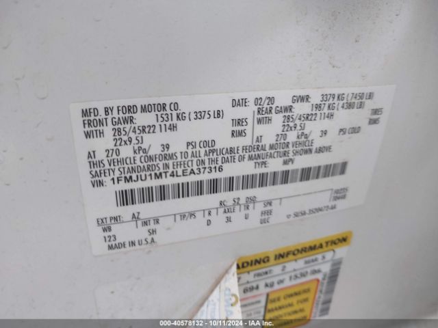 1FMJU1MT4LEA37316 Ford Expedition Platinum