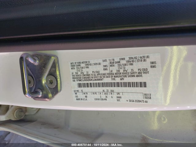 Ford ESCAPE SE 2019 1FMCU0GD6KUA49897 Image 9