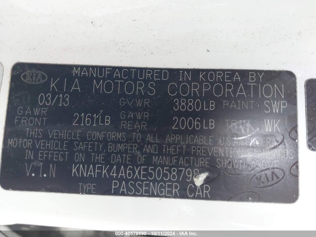 KIA FORTE LX 2014 KNAFK4A6XE5058798 Image 9