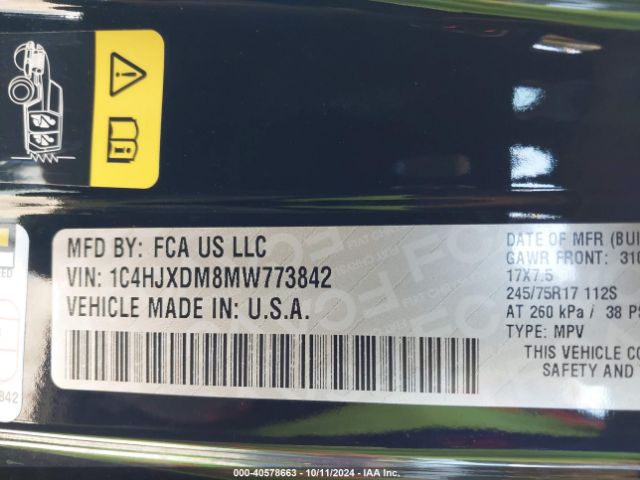 1C4HJXDM8MW773842 Jeep Wrangler Unlimited Sport 4x4
