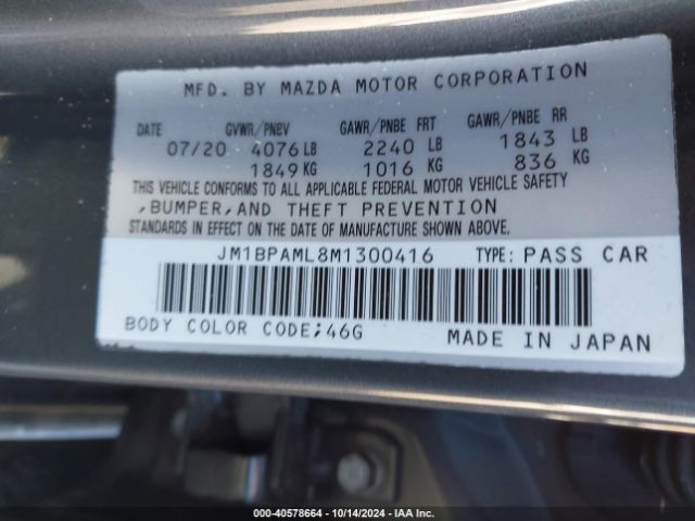 JM1BPAML8M1300416 Mazda Mazda3 Premium