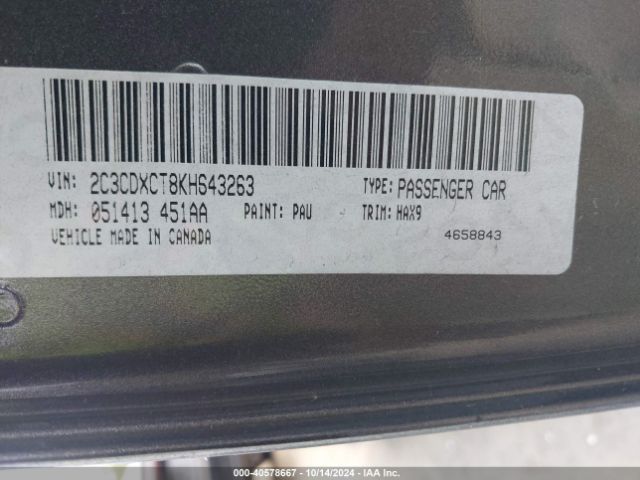 2C3CDXCT8KH643263 Dodge Charger R/t Rwd