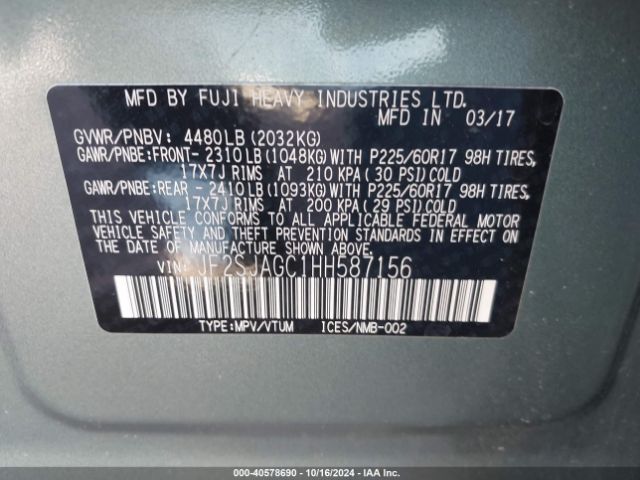 JF2SJAGC1HH587156 Subaru Forester 2.5i Premium