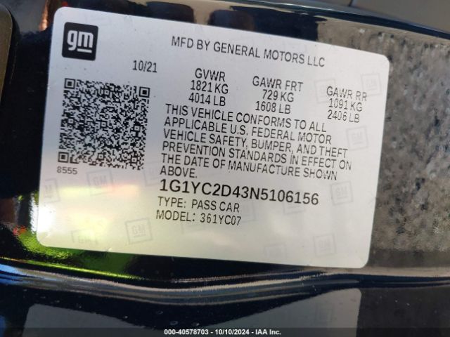 2022 CHEVROLET CORVETTE STINGRAY 1G1YC2D43N5106156 Photo 8