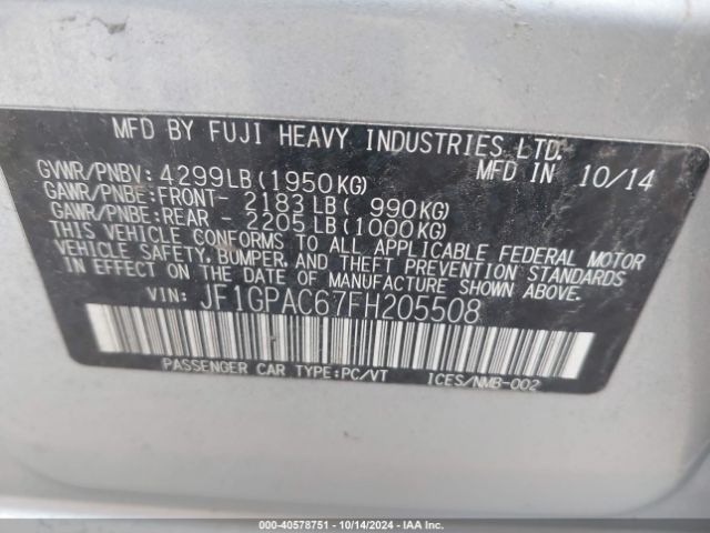 JF1GPAC67FH205508 Subaru Impreza 2.0i Premium