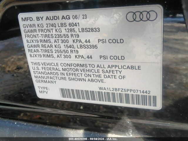 WA1L2BFZ5PP071442 Audi Q4 E-tron Premium Plus 50 Quattro