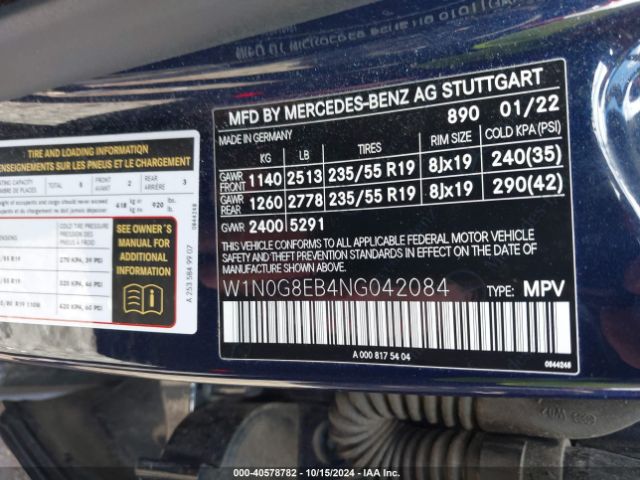 W1N0G8EB4NG042084 Mercedes-Benz Glc 300 4matic Suv