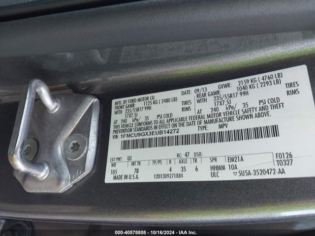 Ford ESCAPE SE 2014 1FMCU9GX3EUB14272 Image 9