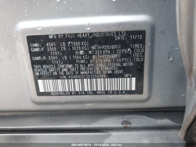 Subaru Outback 2.5i Premium 2014 4S4BRCDC2E3256999 Image 9