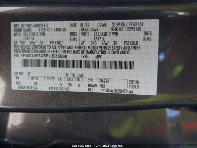 1FMCU9GX5FUB35688 Ford ESCAPE SE