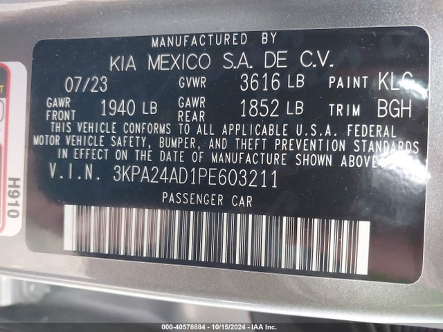 KIA RIO S 2023 3KPA24AD1PE603211 Image 9